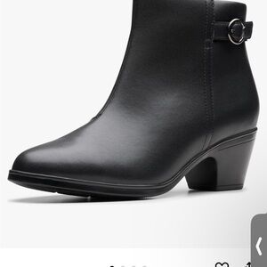 Clarks Black Ankle Boots with Block Heel